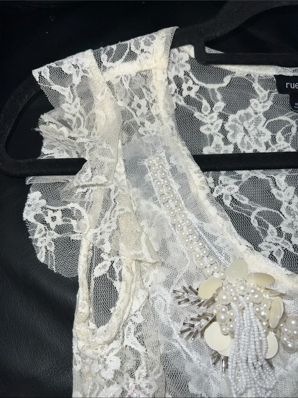 Rue21 Ivory Lace Sleeveless Chemise with Pearled Scoop Neck